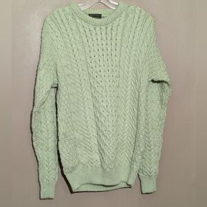 Carraig Donn Fisherman Wool Knit Sweater, Size: Small, Color:Green
